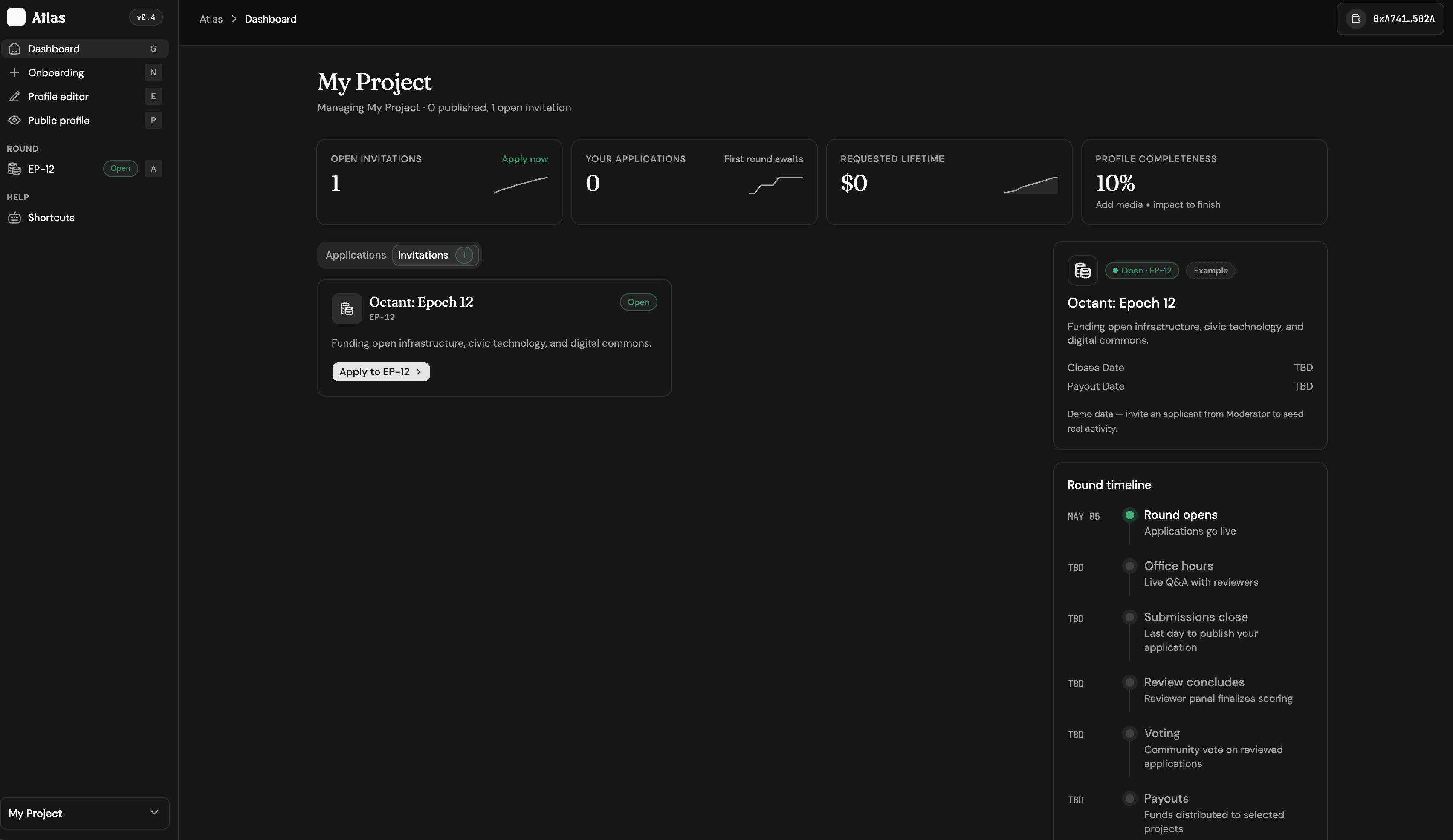 Octant Atlas dashboard